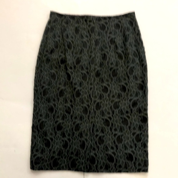 Melanie Lyne 2 Skirt Grey Lace Floral zipper Split hem Matching Top Excellent - Picture 7 of 8